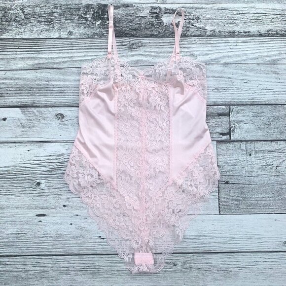 Vintage Lingerie Satin Lace Teddy Romper Bodysuit